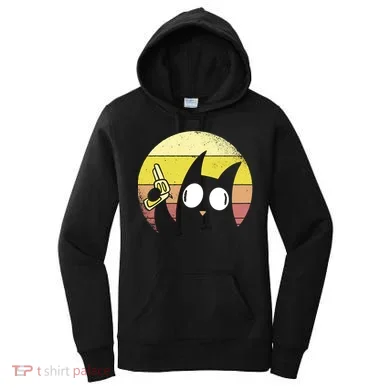 Crazy Cat Retro Sunset Women's Hoodie