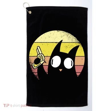 Crazy Cat Retro Sunset Golf Towel