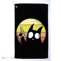 Crazy Cat Retro Sunset Golf Towel thumb 0