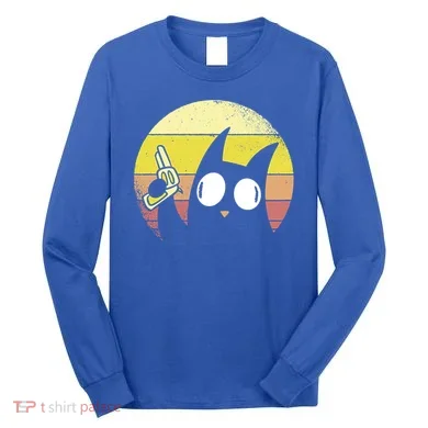 Crazy Cat Retro Sunset Long Sleeve Shirt