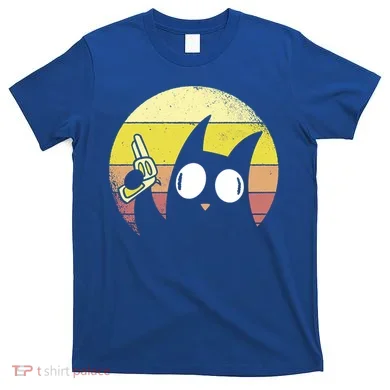Crazy Cat Retro Sunset T-Shirt