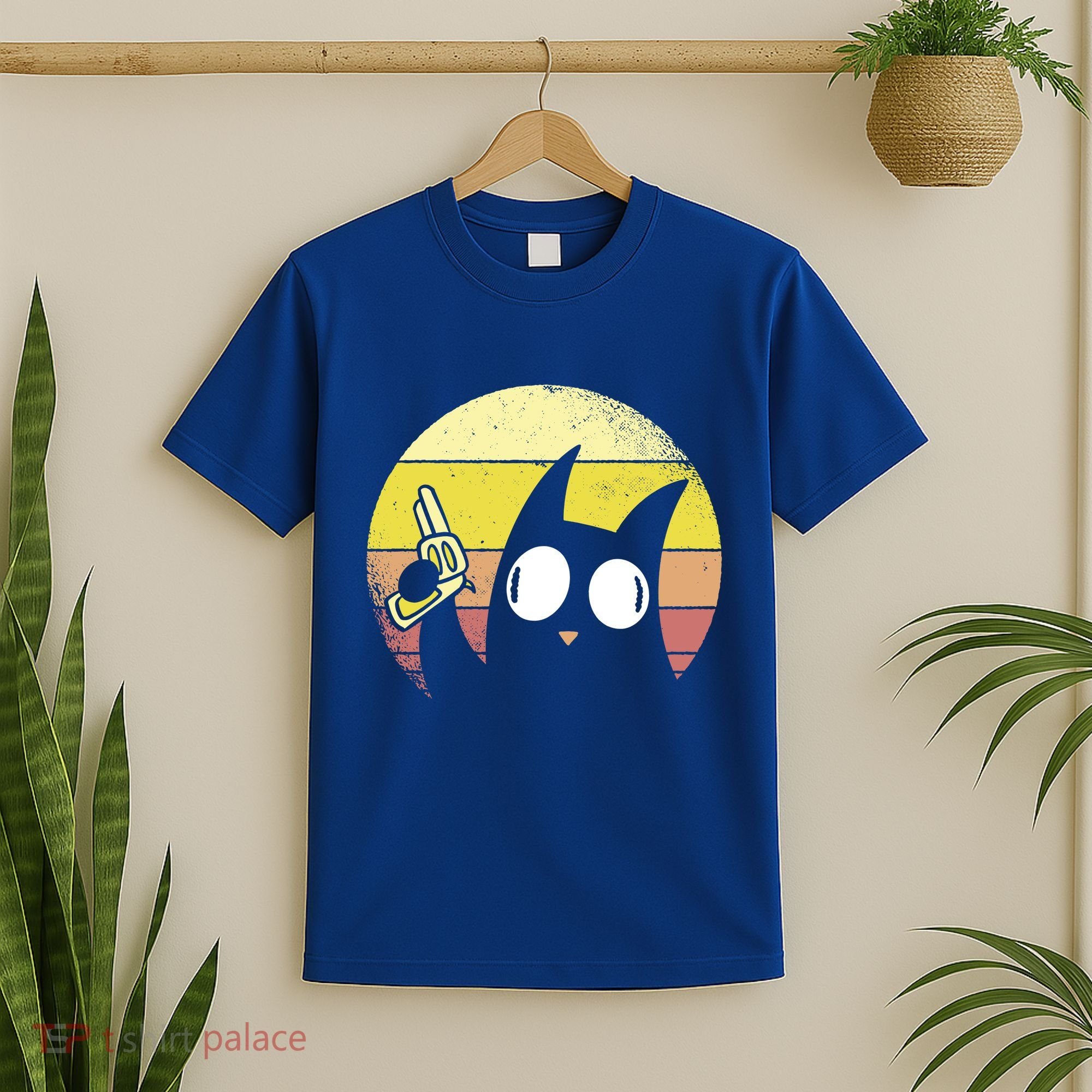 Crazy Cat Retro Sunset T-Shirt