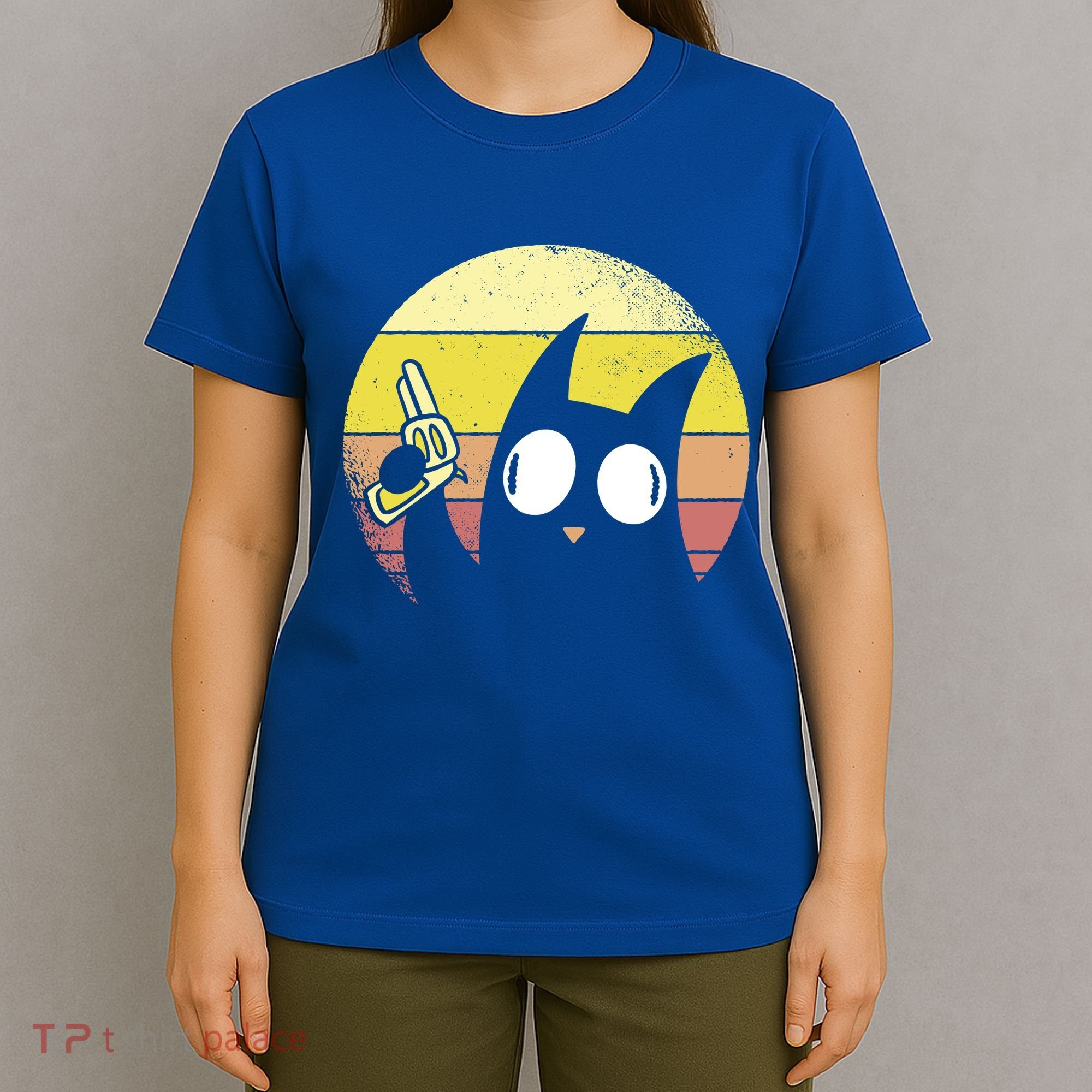 Crazy Cat Retro Sunset T-Shirt