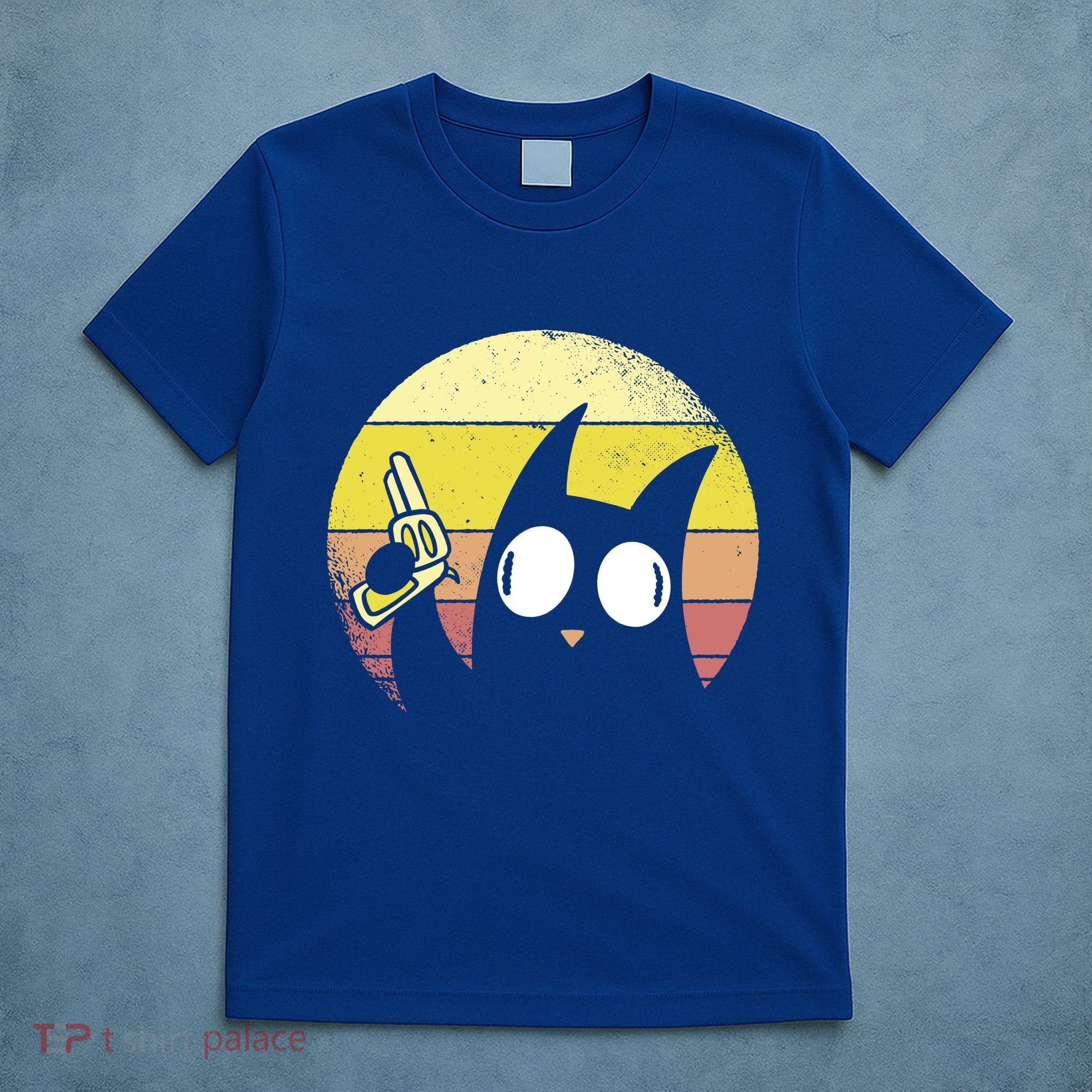 Crazy Cat Retro Sunset T-Shirt