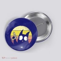 Crazy Cat Retro Sunset Button thumb 0