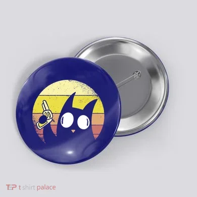 Crazy Cat Retro Sunset Button