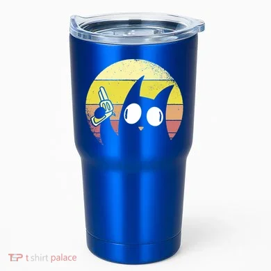 Crazy Cat Retro Sunset Tumbler