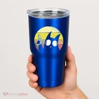Crazy Cat Retro Sunset Tumbler thumb 2