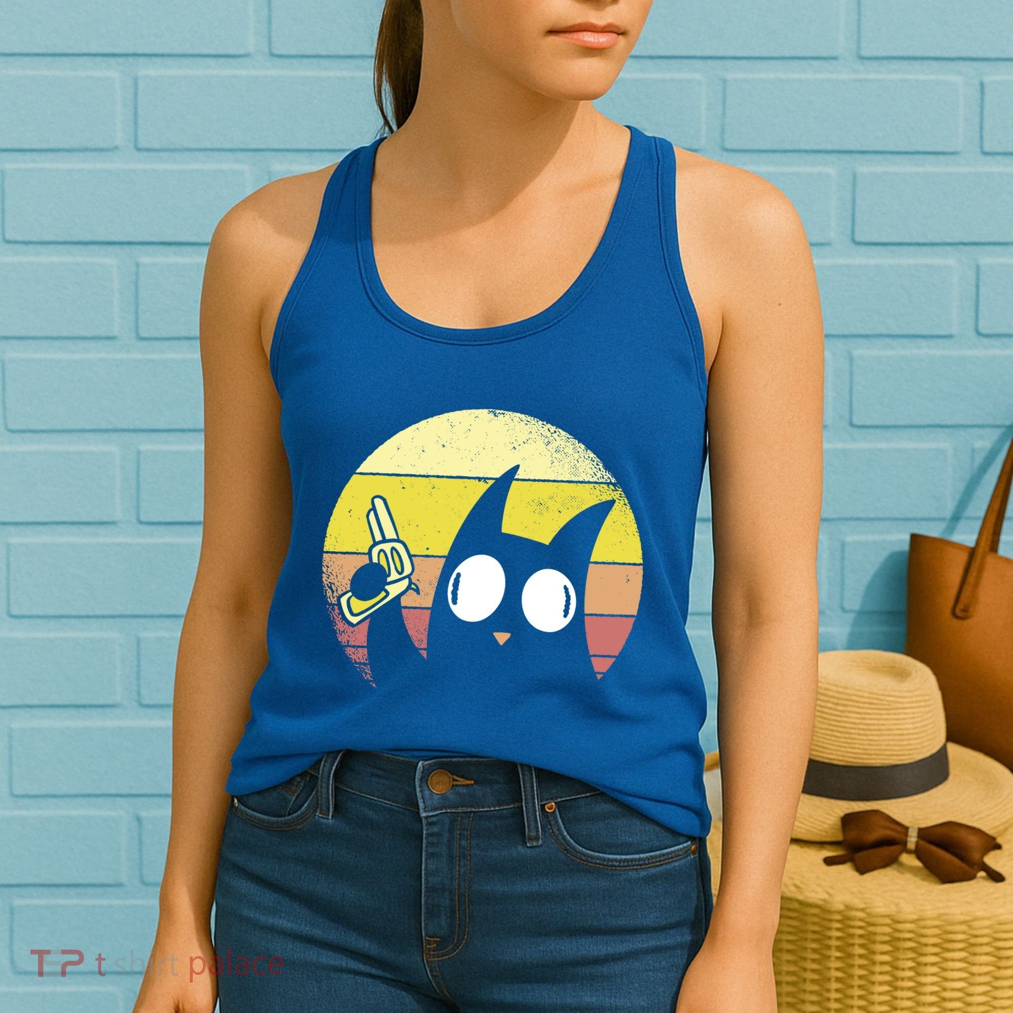 Crazy Cat Retro Sunset Women's Tank Top