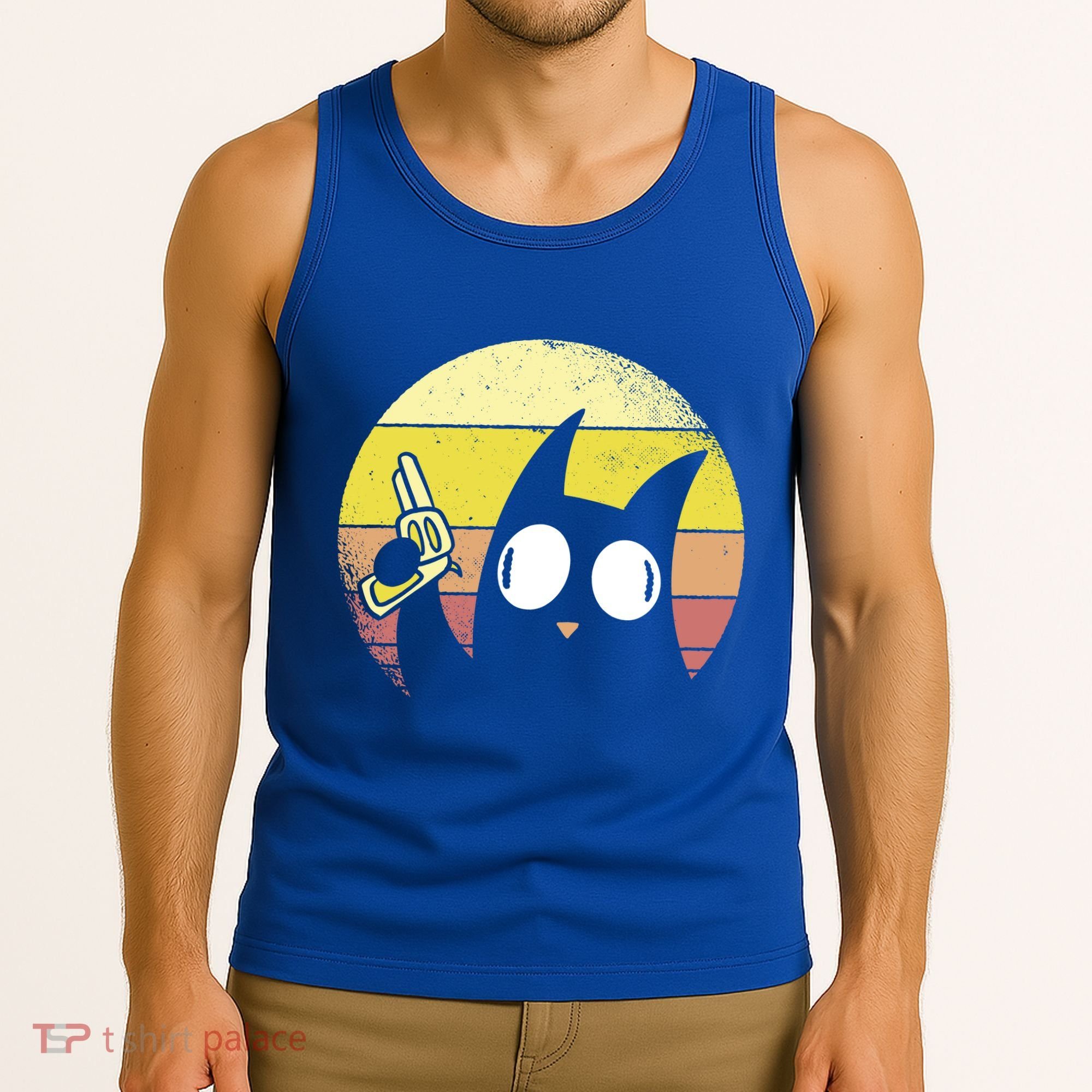Crazy Cat Retro Sunset Tank Top