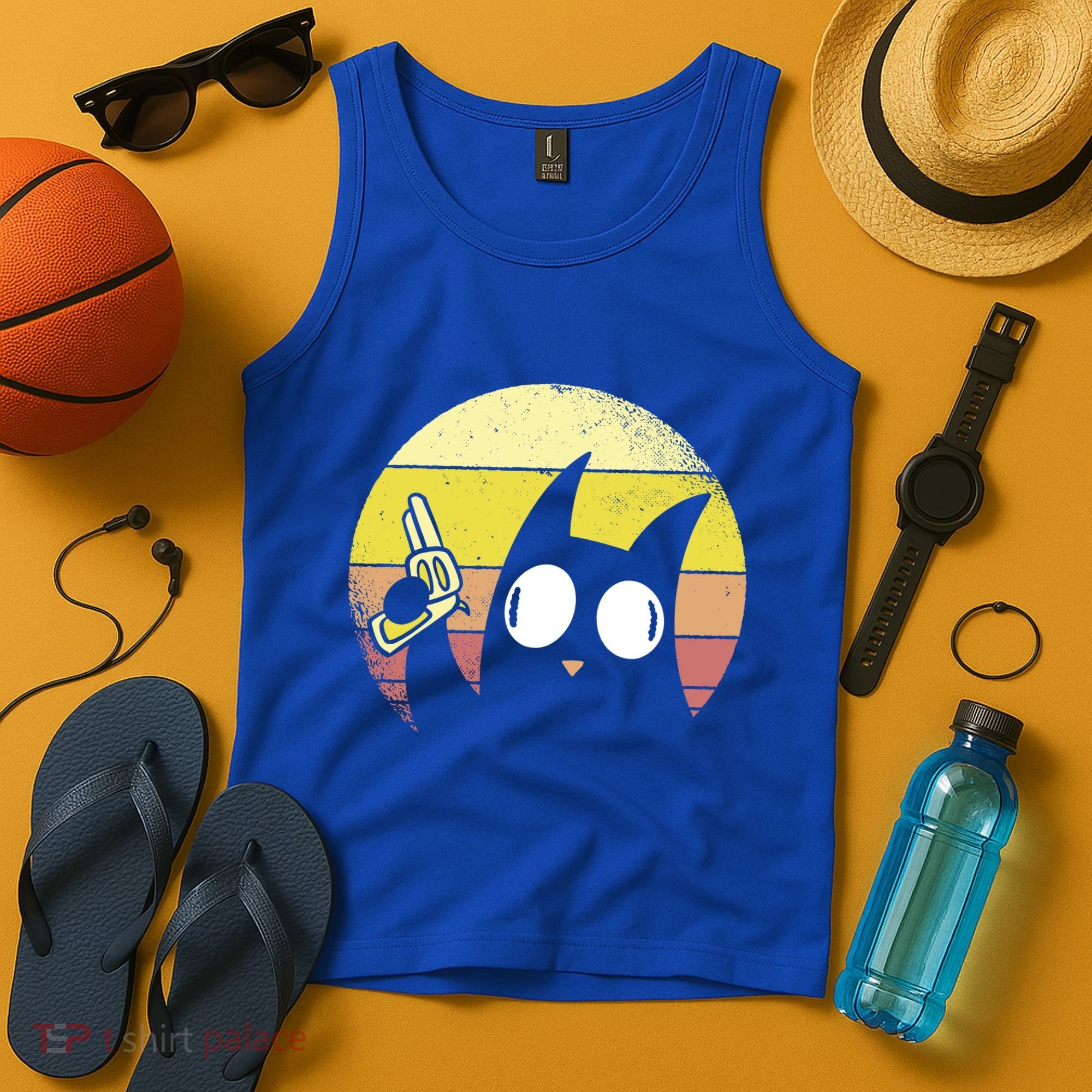 Crazy Cat Retro Sunset Tank Top