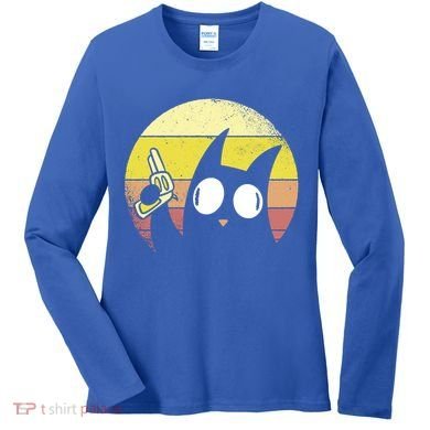 Crazy Cat Retro Sunset Women's Long Sleeve Shirt