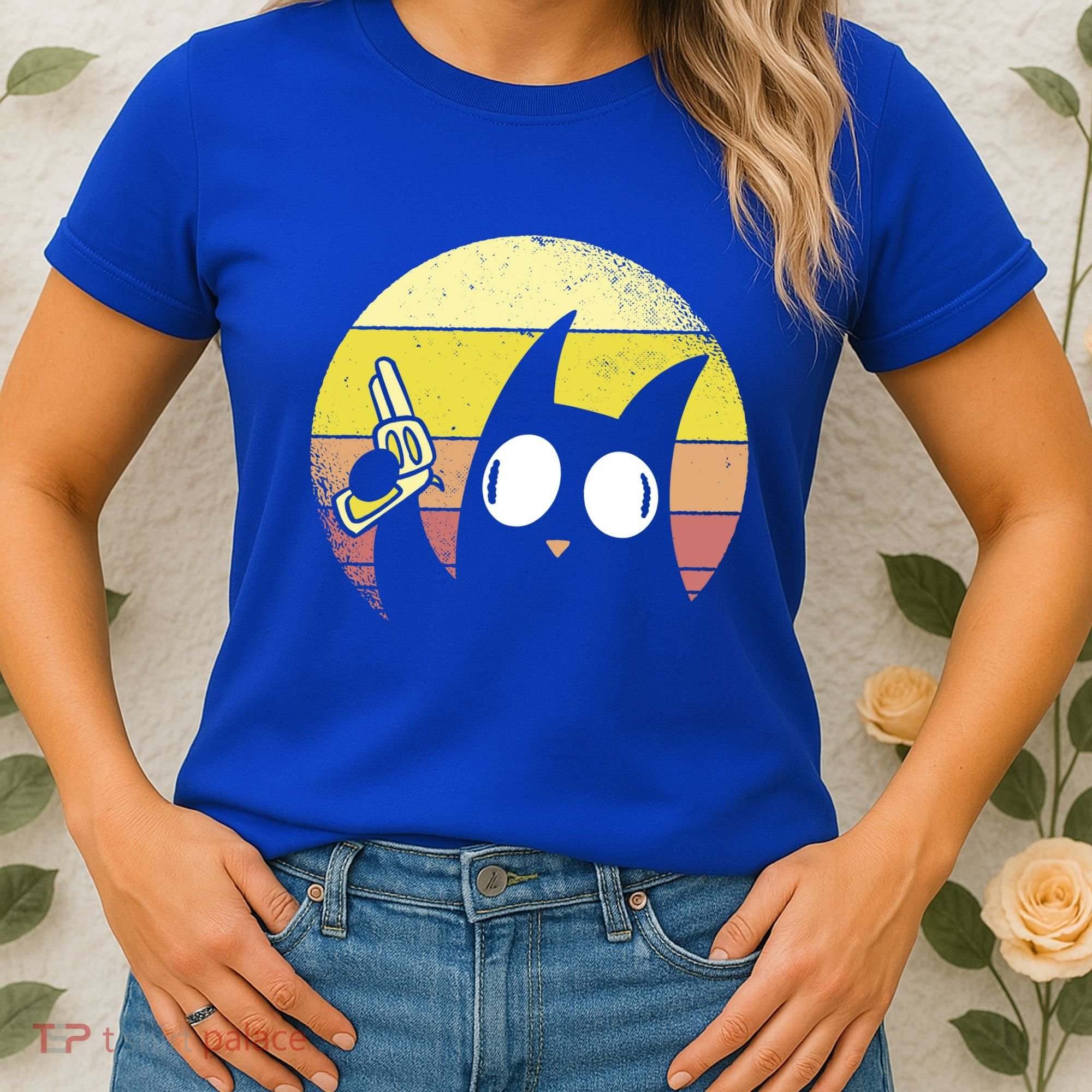 Crazy Cat Retro Sunset Women's T-Shirt