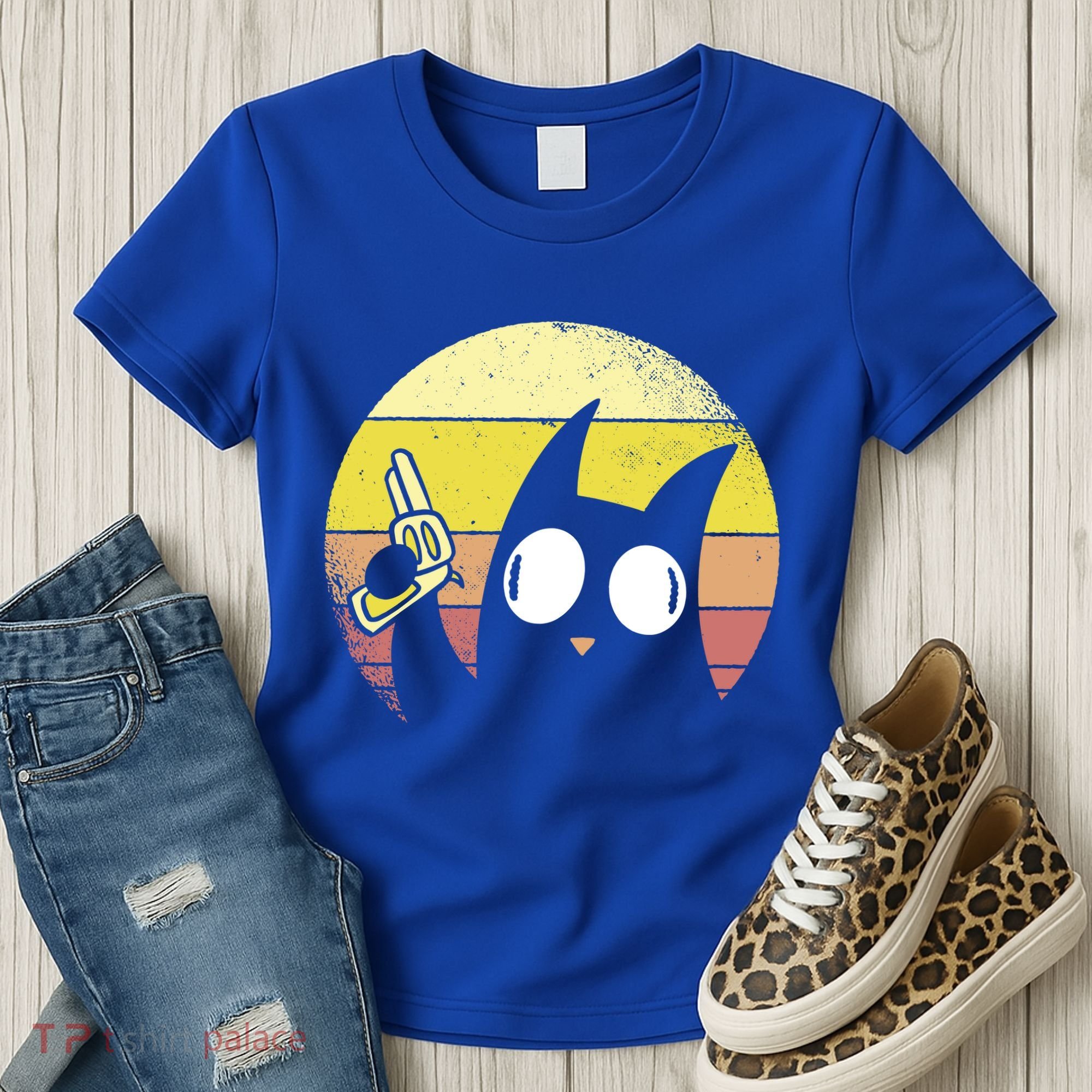 Crazy Cat Retro Sunset Women's T-Shirt