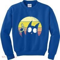 Crazy Cat Retro Sunset Kids Sweatshirt thumb 0