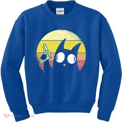 Crazy Cat Retro Sunset Kids Sweatshirt