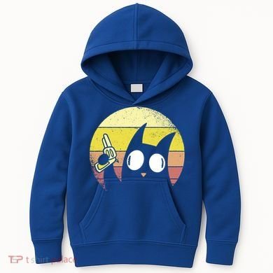 Crazy Cat Retro Sunset Kids Hoodie
