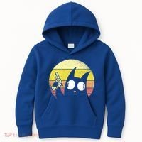 Crazy Cat Retro Sunset Kids Hoodie thumb 0