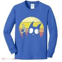 Crazy Cat Retro Sunset Kids Long Sleeve Shirt thumb 0