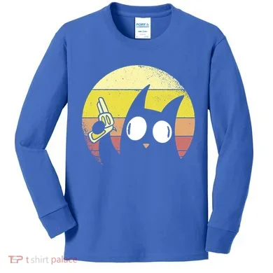 Crazy Cat Retro Sunset Kids Long Sleeve Shirt