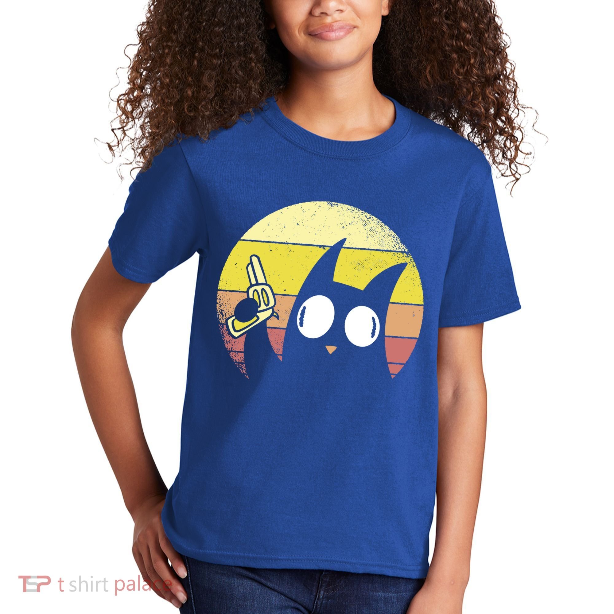 Crazy Cat Retro Sunset Kids T-Shirt