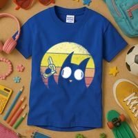 Crazy Cat Retro Sunset Kids T-Shirt thumb 3