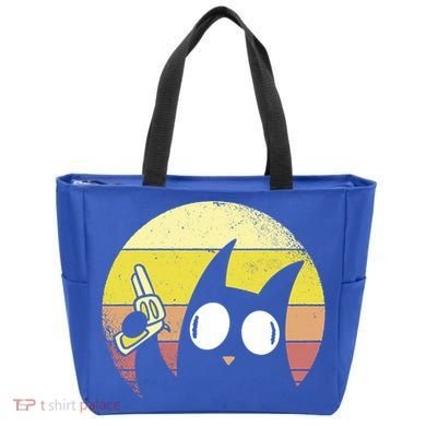 Crazy Cat Retro Sunset Tote Bag