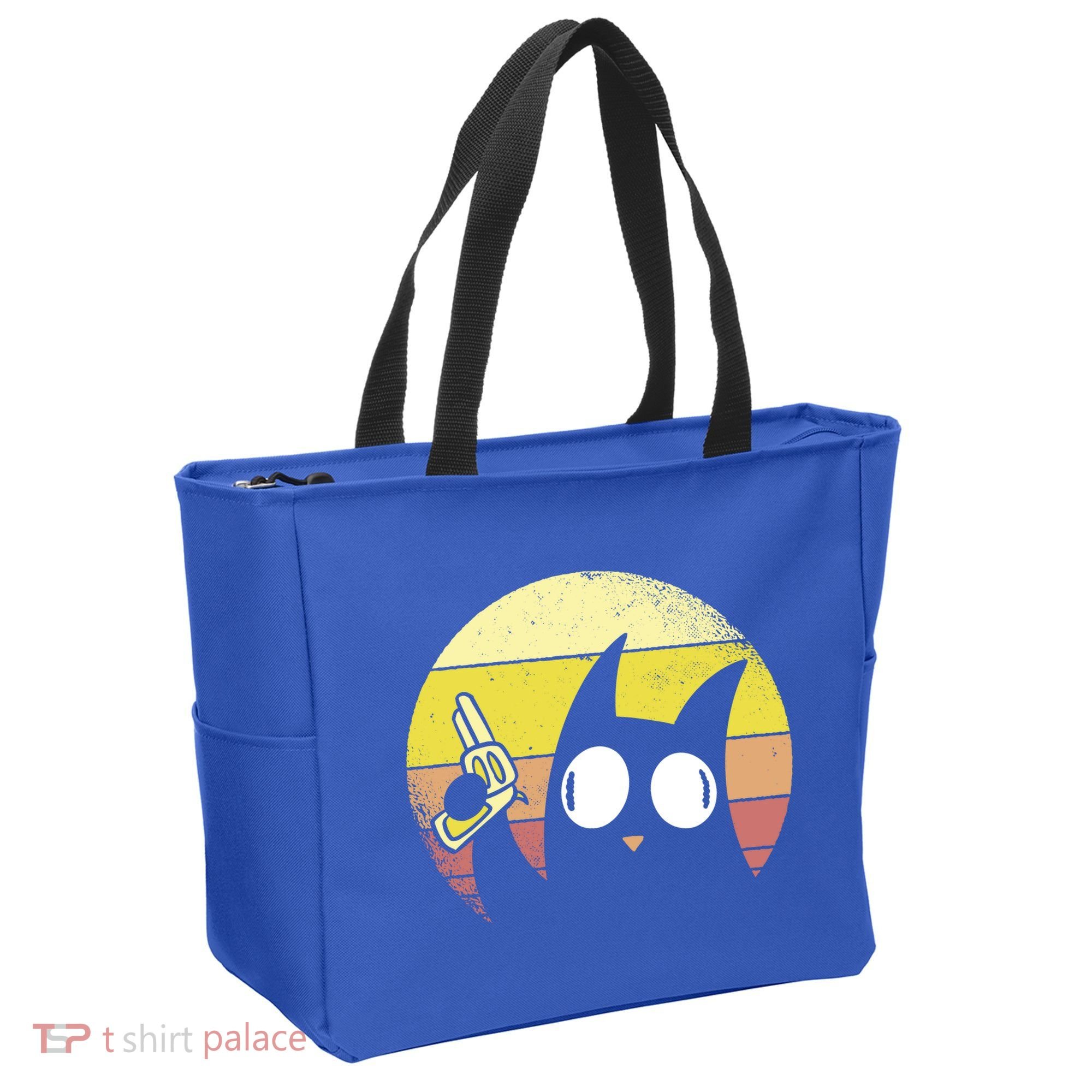 Crazy Cat Retro Sunset Tote Bag