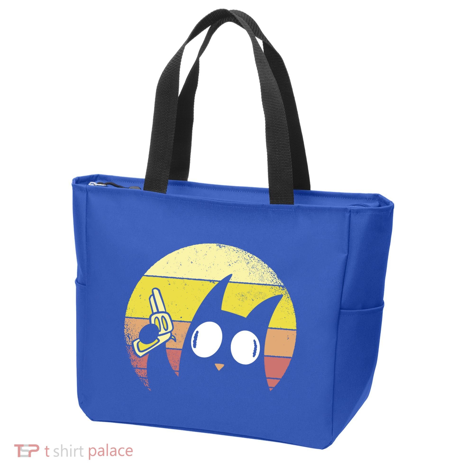Crazy Cat Retro Sunset Tote Bag