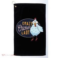 Crazy Chicken Lady Golf Towel thumb 0