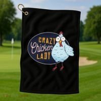 Crazy Chicken Lady Golf Towel thumb 1
