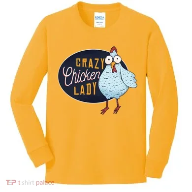 Crazy Chicken Lady Kids Long Sleeve Shirt