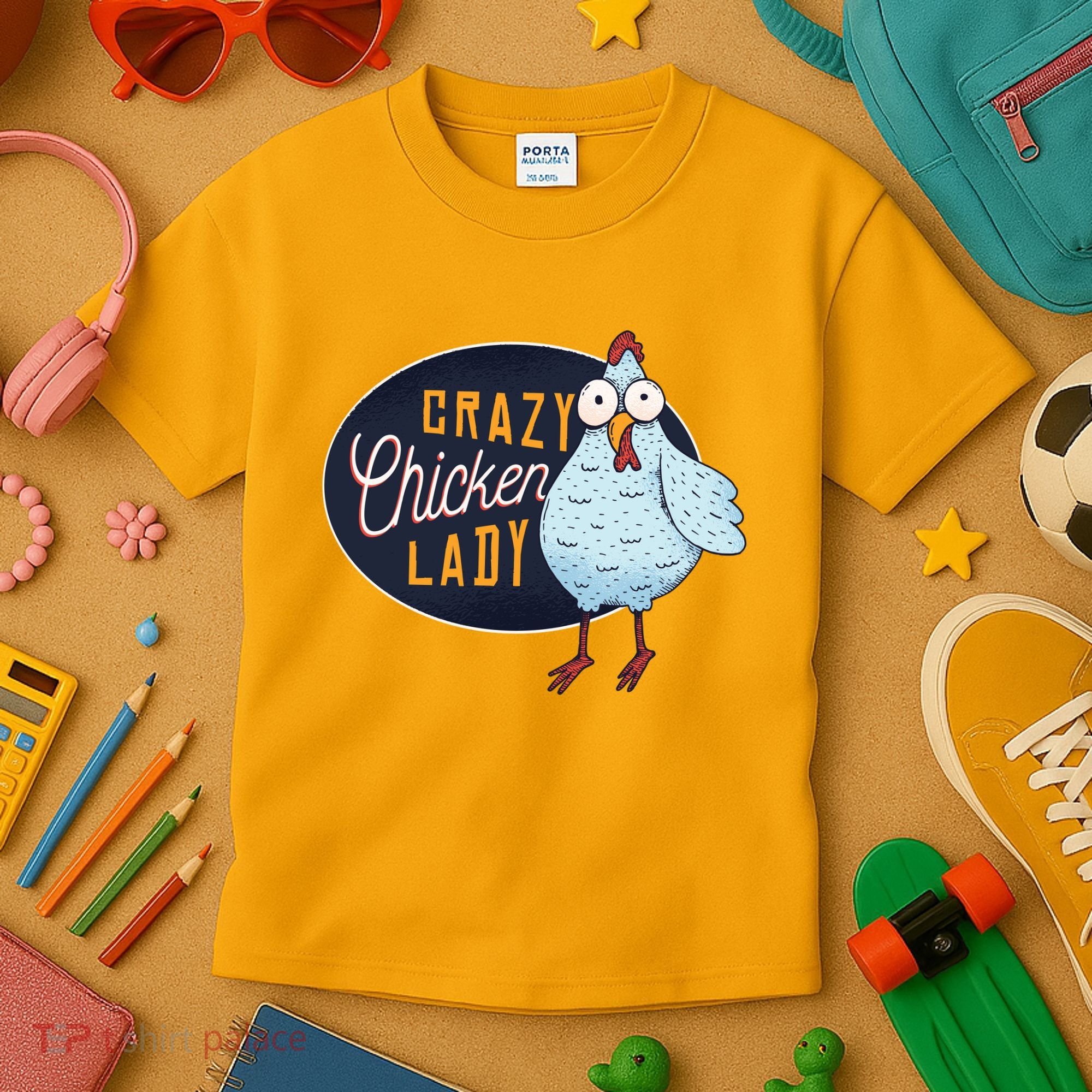 Crazy Chicken Lady Kids T-Shirt