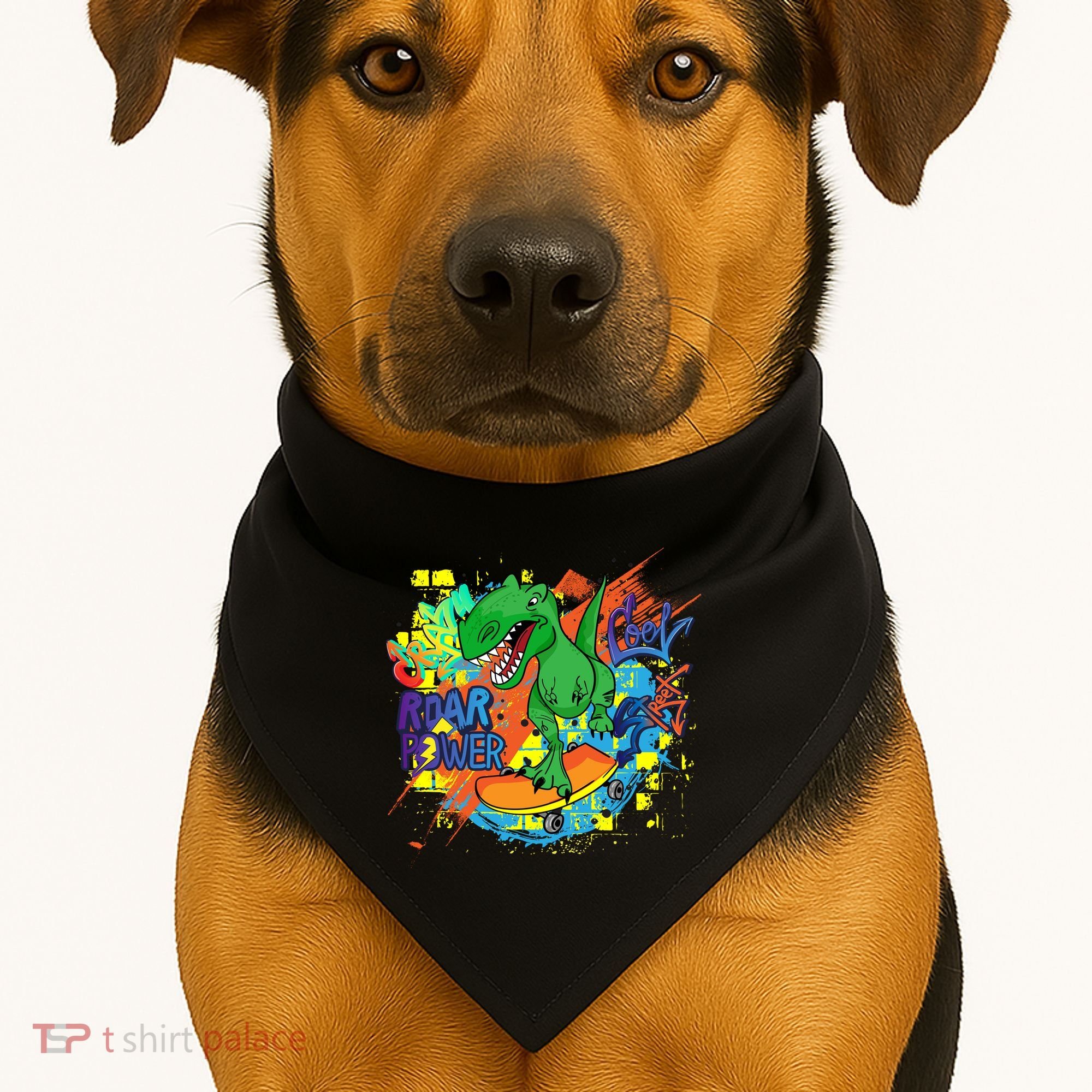 Crazy Cool Skateboarding T-Rex USA-Made Doggie Bandana