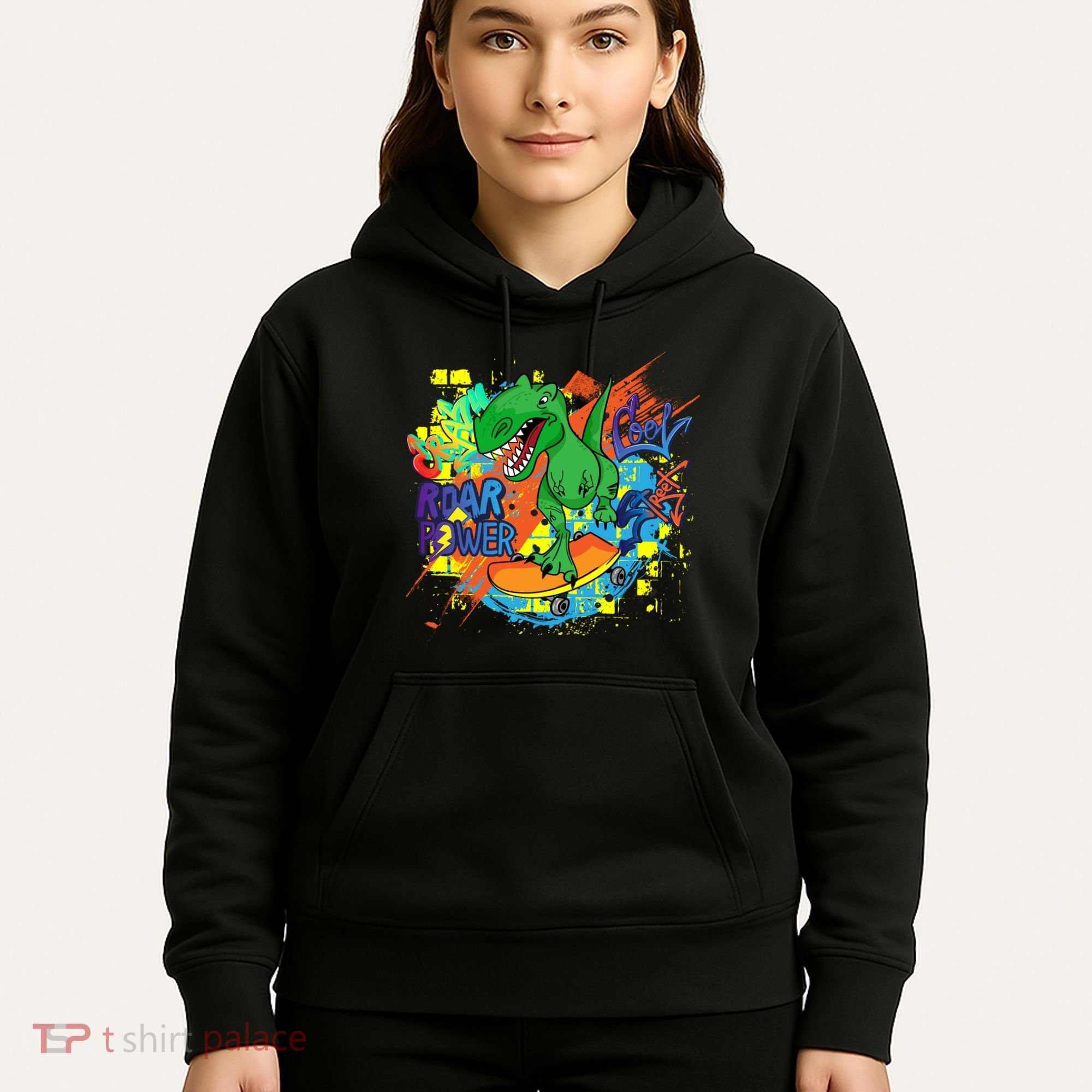 Crazy Cool Skateboarding T-Rex Hoodie