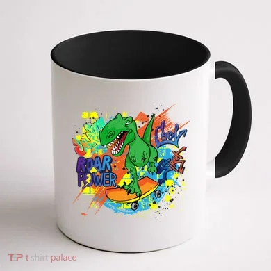Crazy Cool Skateboarding T-Rex Coffee Mug back