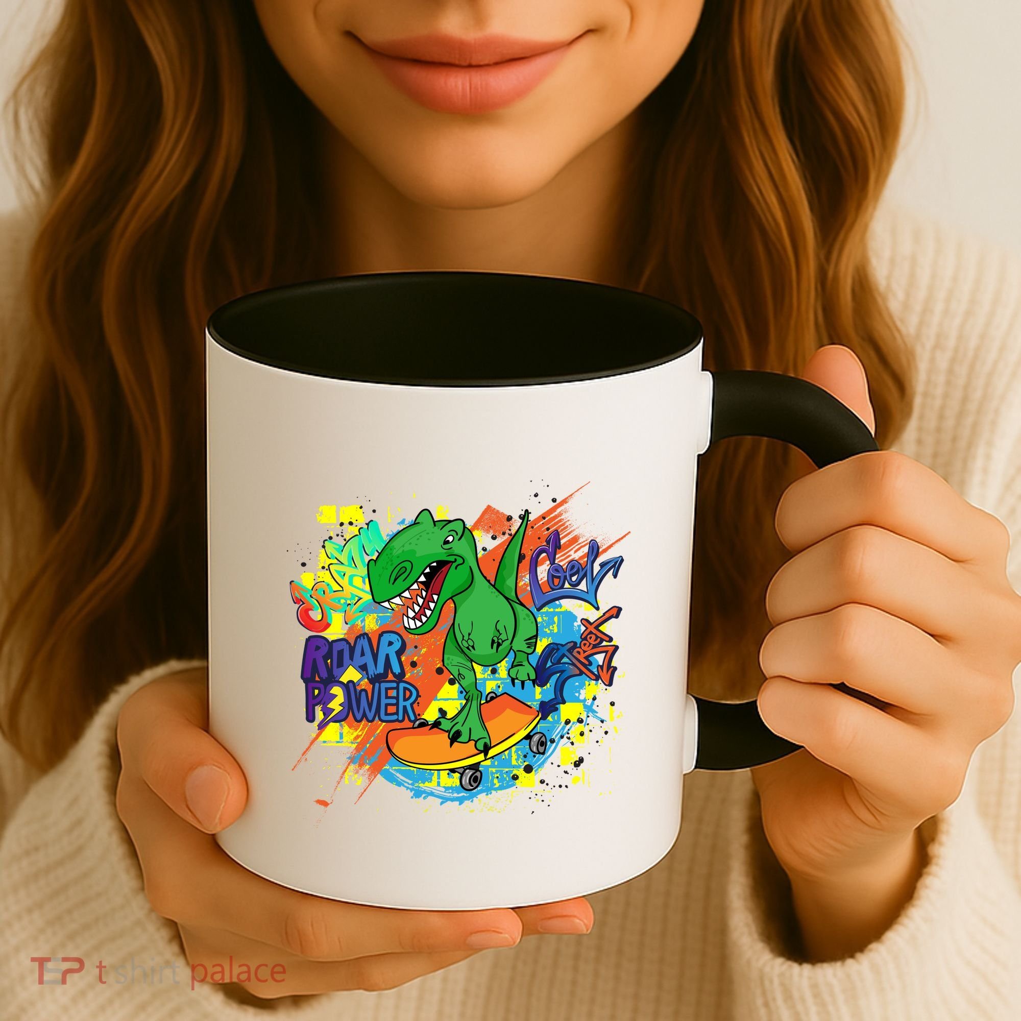 Crazy Cool Skateboarding T-Rex Coffee Mug
