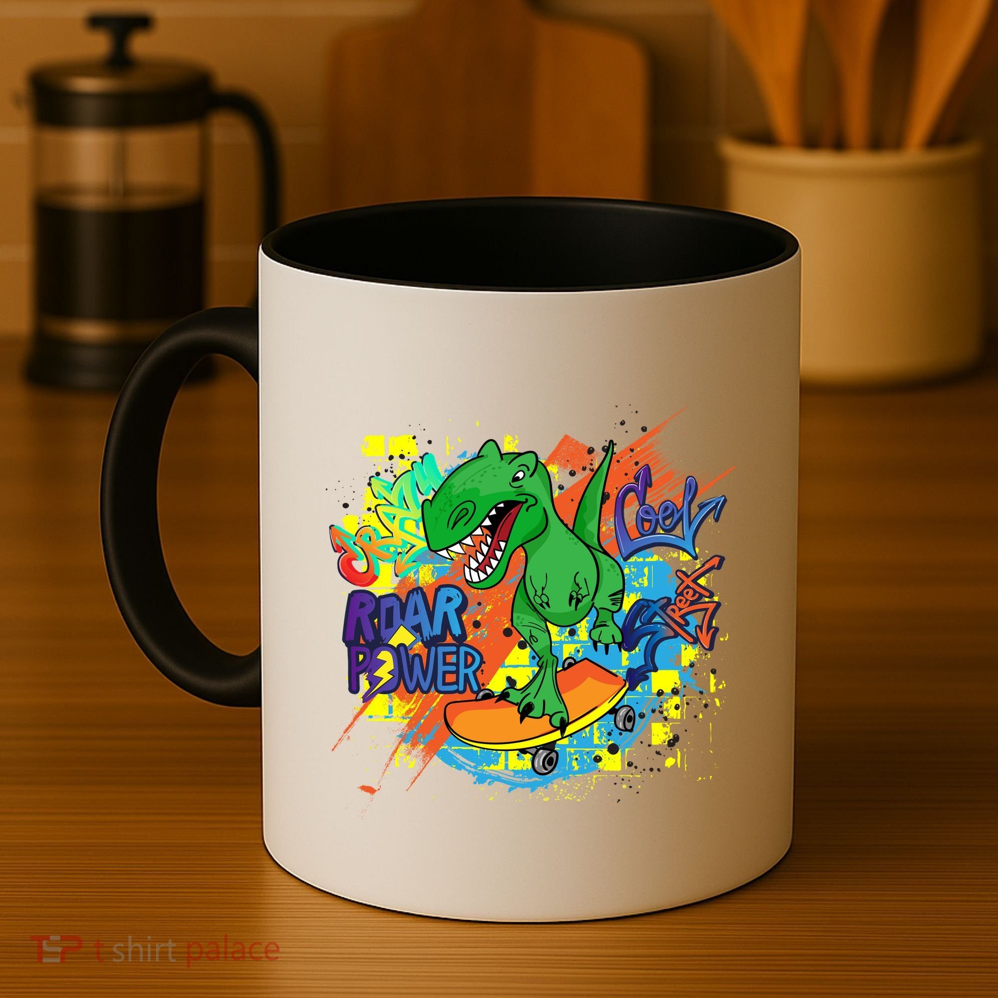 Crazy Cool Skateboarding T-Rex Coffee Mug