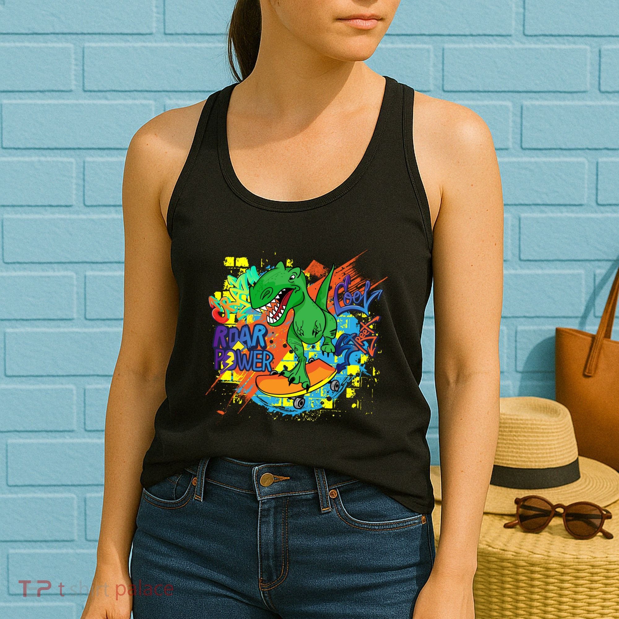 Crazy Cool Skateboarding T-Rex Women's Tank Top