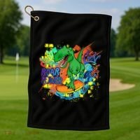 Crazy Cool Skateboarding T-Rex Golf Towel thumb 1