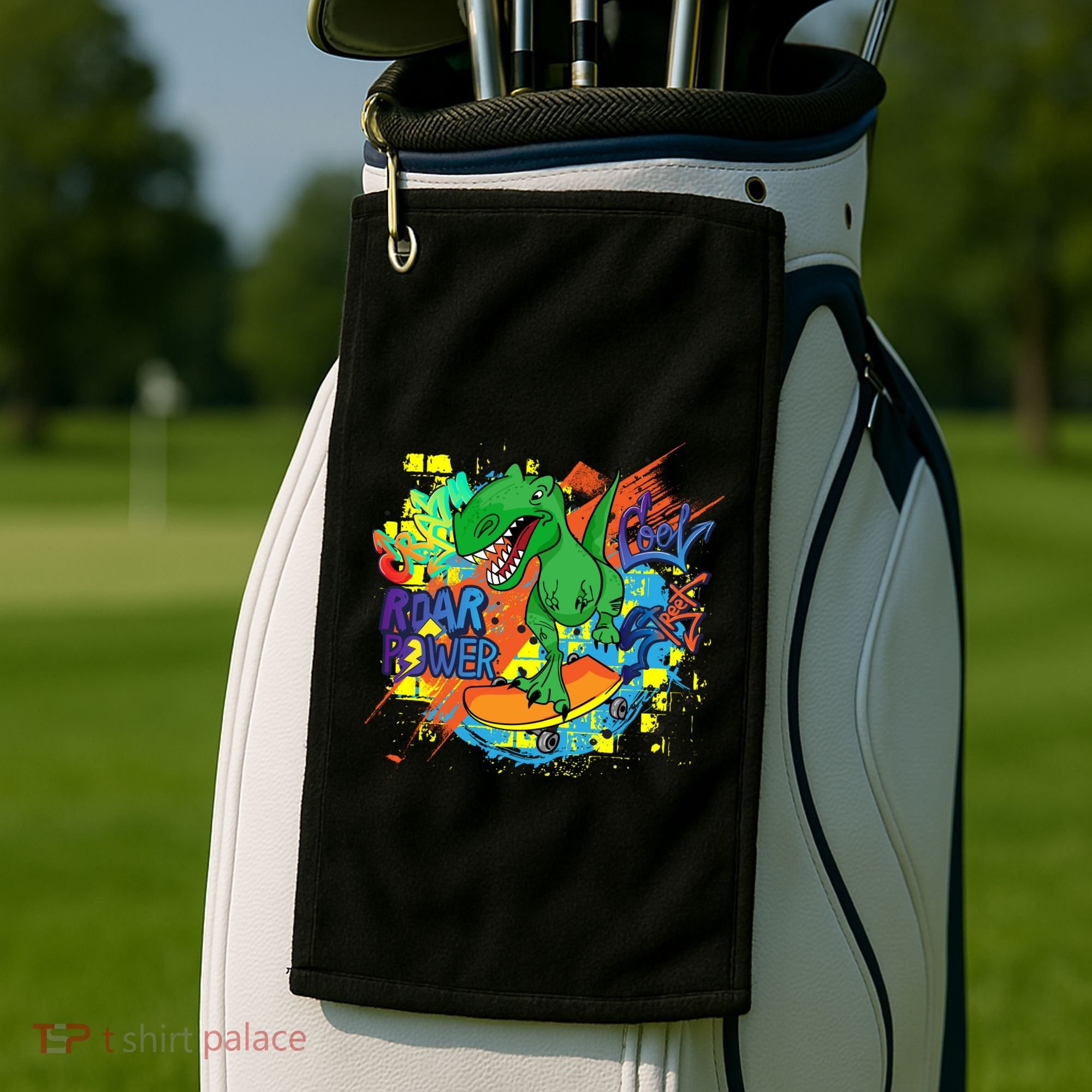 Crazy Cool Skateboarding T-Rex Golf Towel