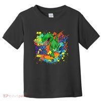 Crazy Cool Skateboarding T-Rex Toddler T-Shirt thumb 0