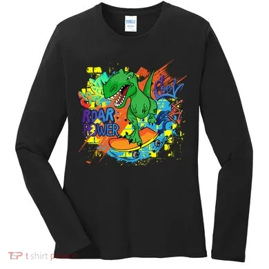 Crazy Cool Skateboarding T-Rex Women's Long Sleeve Shirt