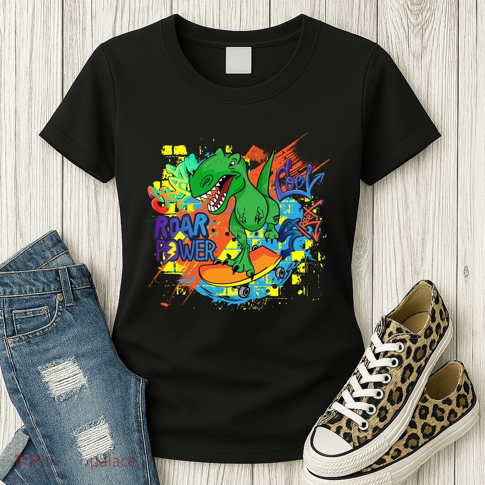 Crazy Cool Skateboarding T-Rex Women's T-Shirt