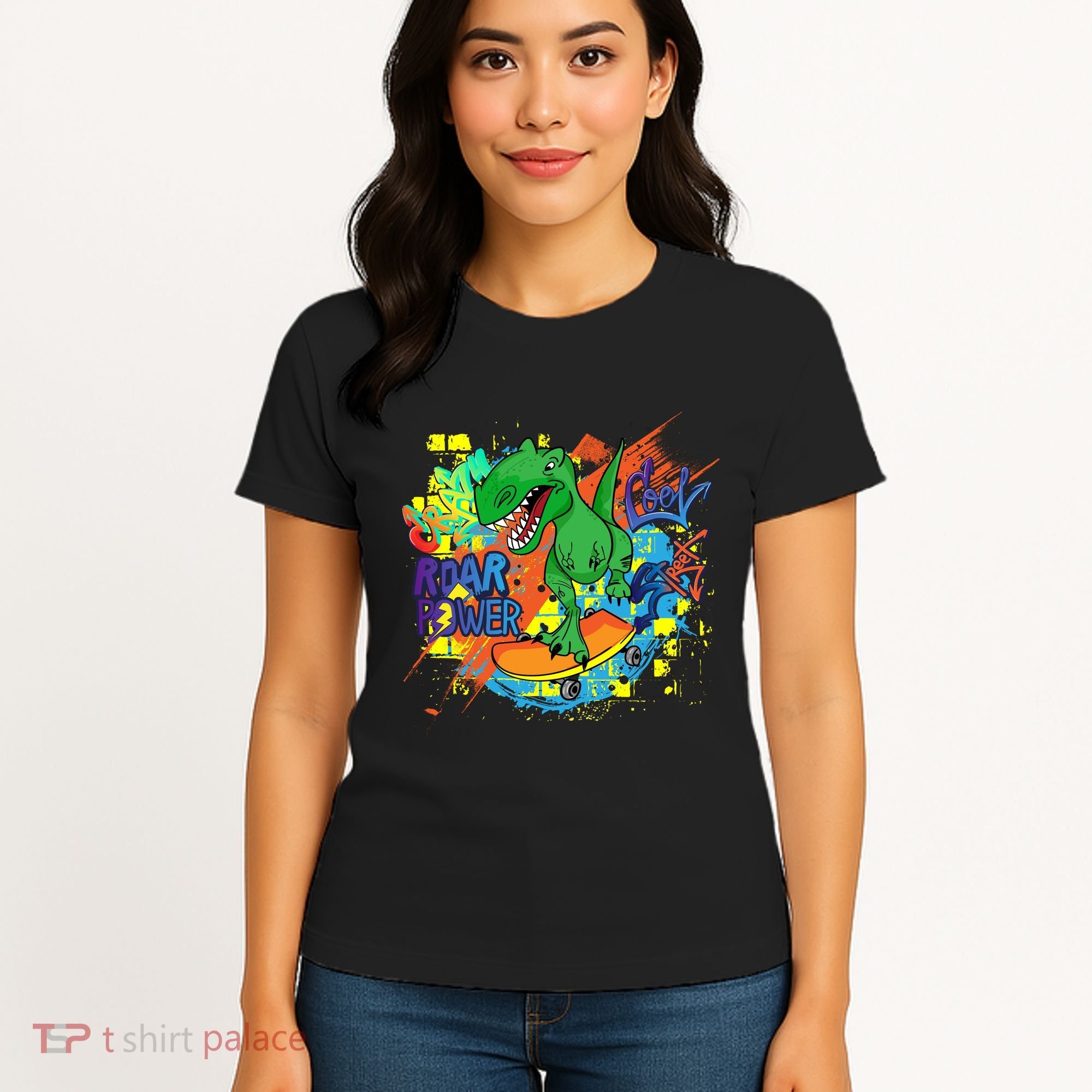 Crazy Cool Skateboarding T-Rex Women's T-Shirt