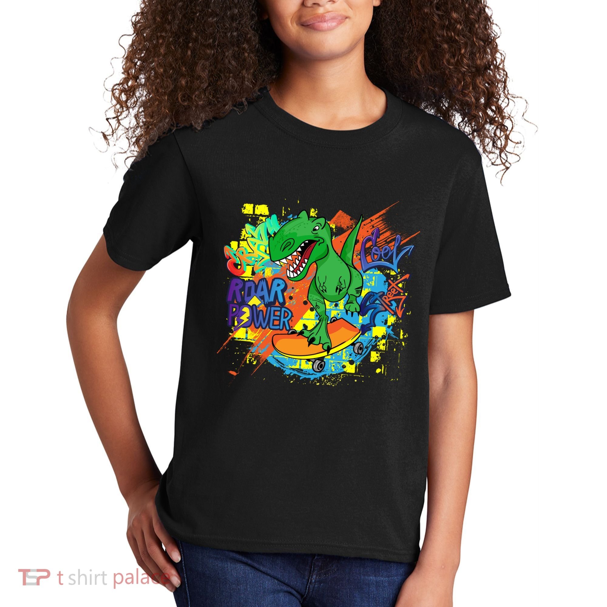 Crazy Cool Skateboarding T-Rex Kids T-Shirt