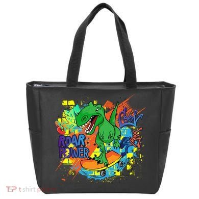 Crazy Cool Skateboarding T-Rex Tote Bag