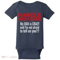 Crazy Dad - Handle With Care Funny Baby Bodysuit thumb 0