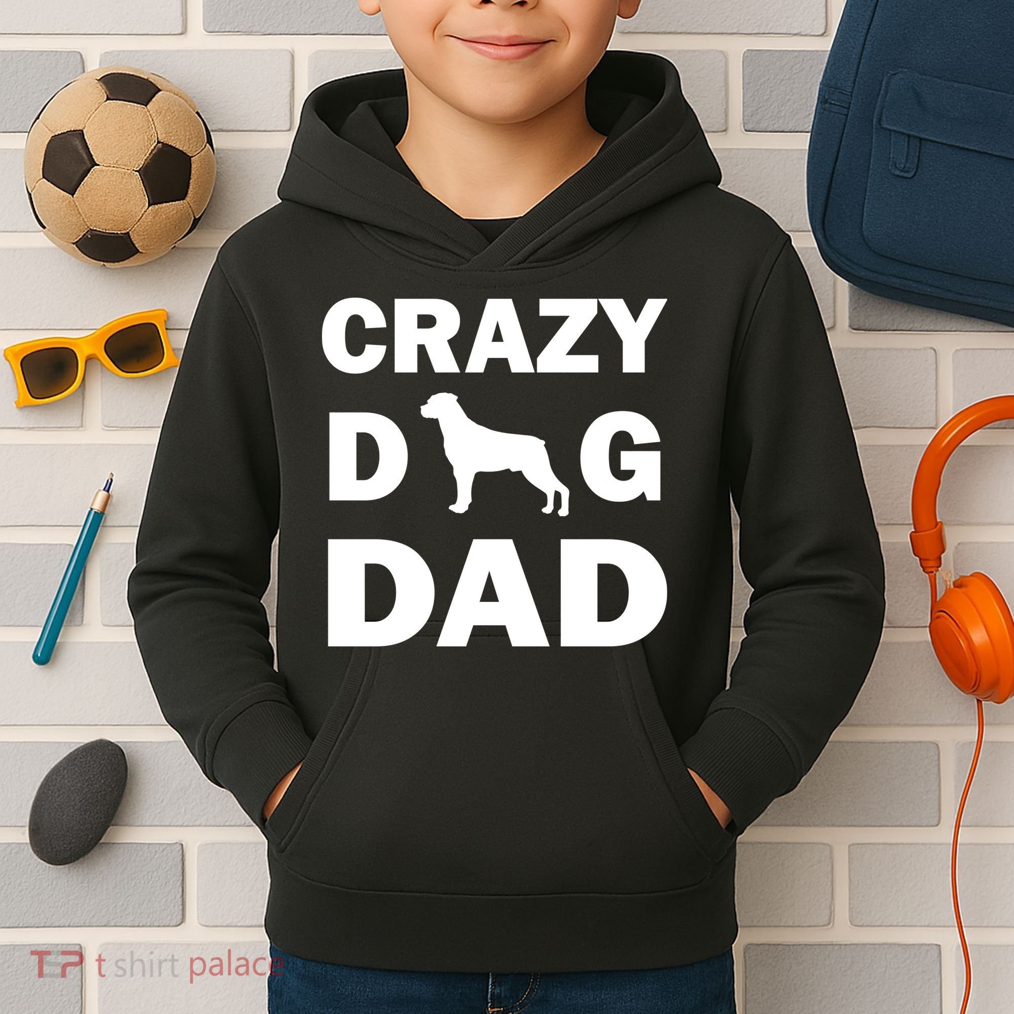 Crazy Dog Dad Kids Hoodie