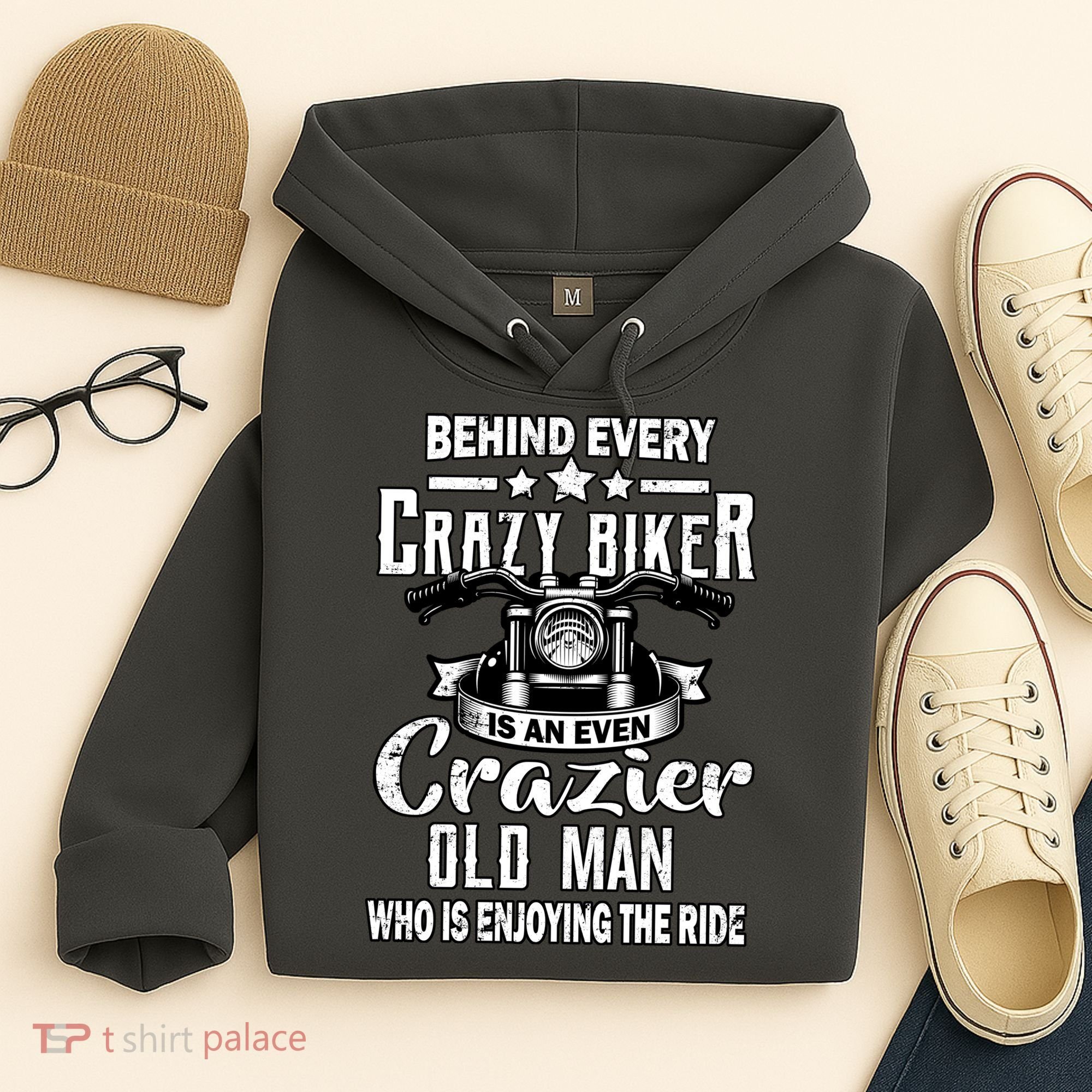 Crazy Old Biker Man Hoodie